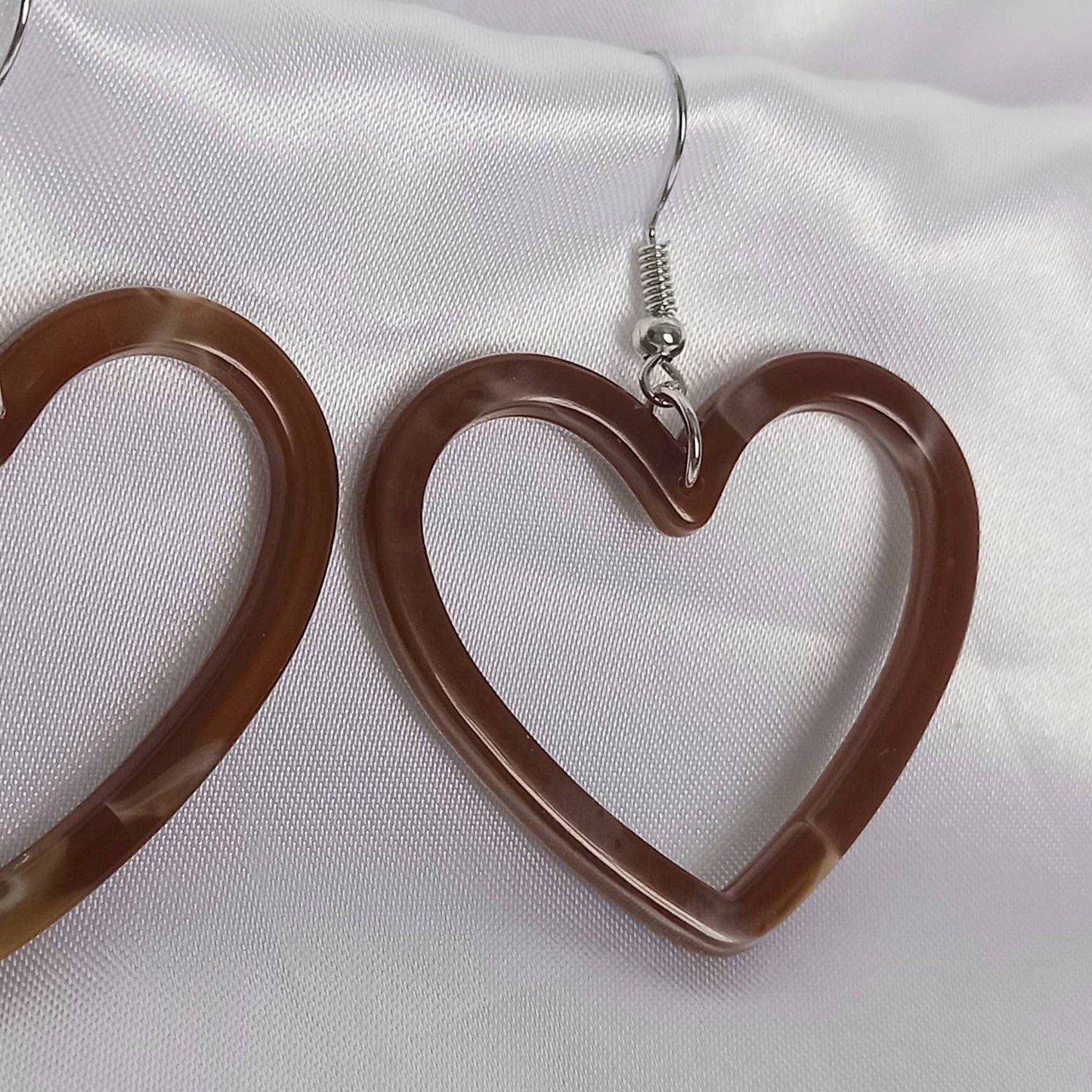 Brown Resin Heart Earrings - Resin Earrings,Brown Heart Earrings,Resin Heart Earrings In The UK,Brown Earrings In The UK,Brown Jewellery
