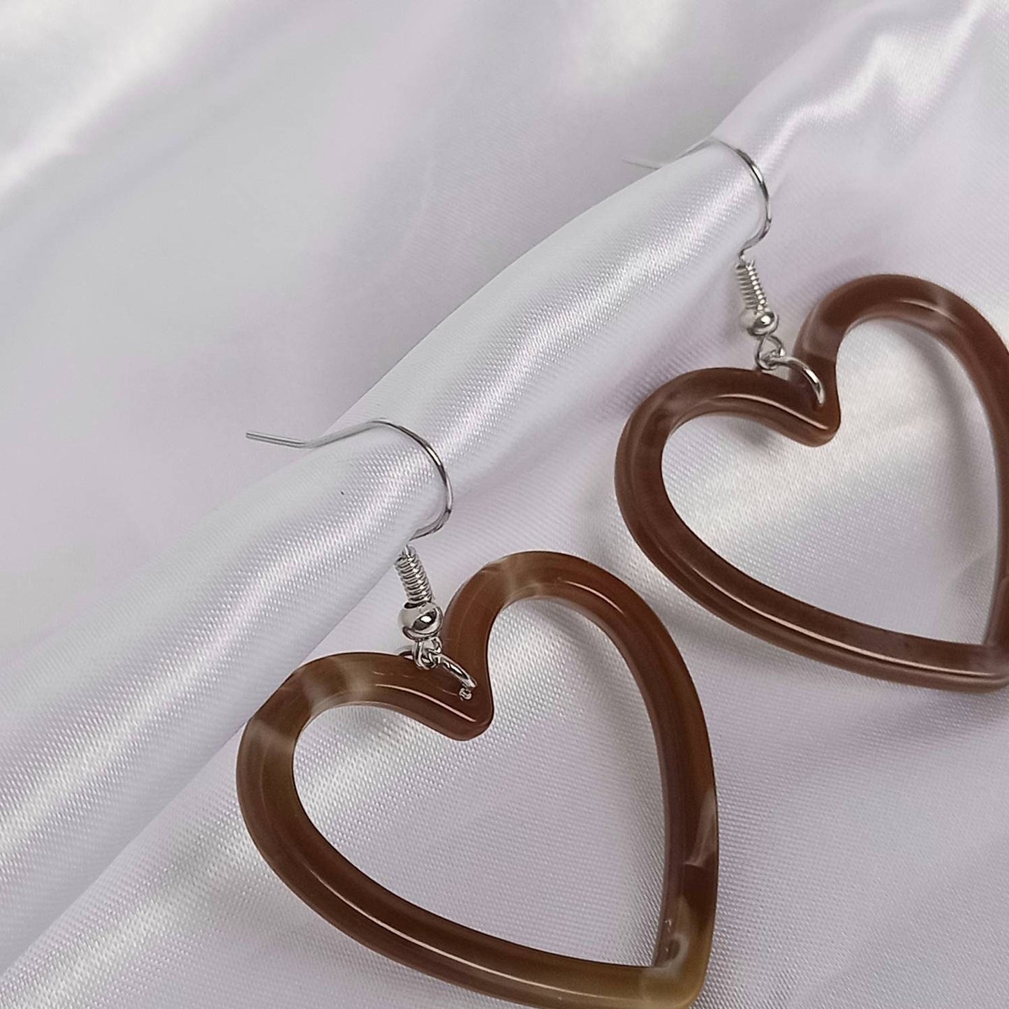 Brown Resin Heart Earrings - Resin Earrings,Brown Heart Earrings,Resin Heart Earrings In The UK,Brown Earrings In The UK,Brown Jewellery