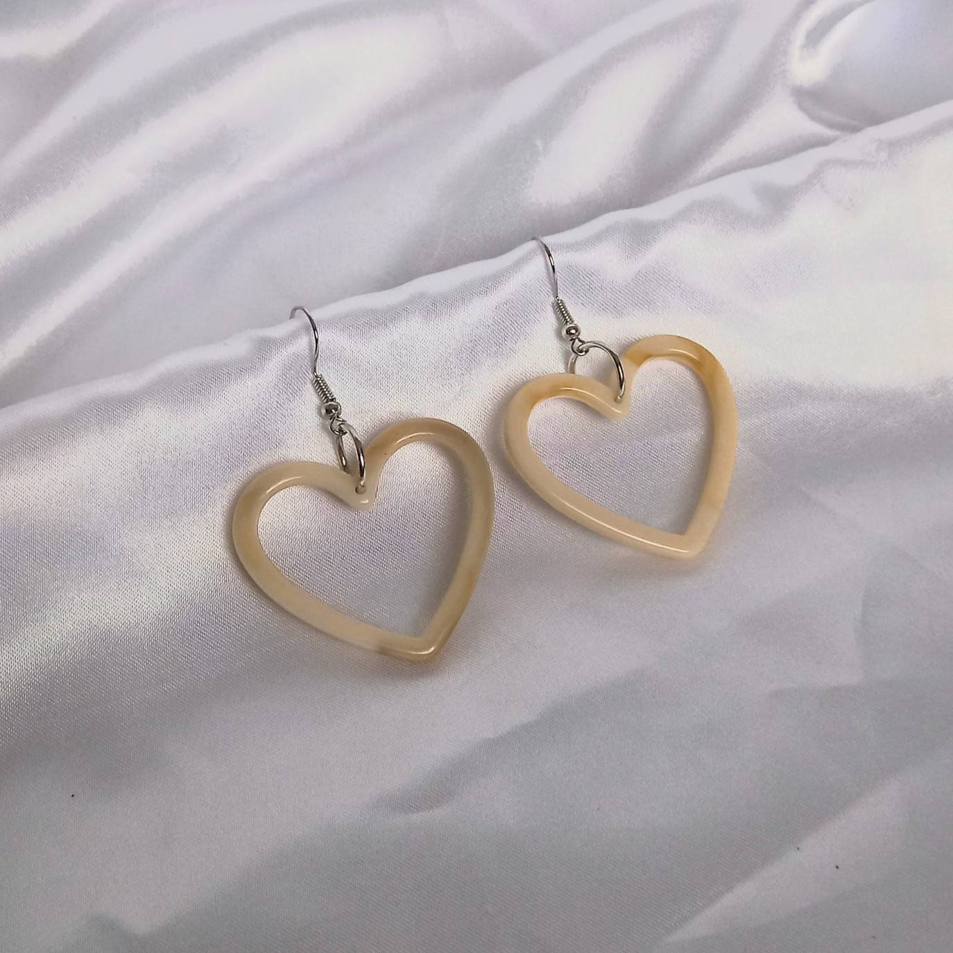 Beige Resin Heart Earrings - Resin Earrings,Beige Heart Earrings,Resin Heart Earrings In The UK,Beige Earrings In The UK,Beige Jewellery