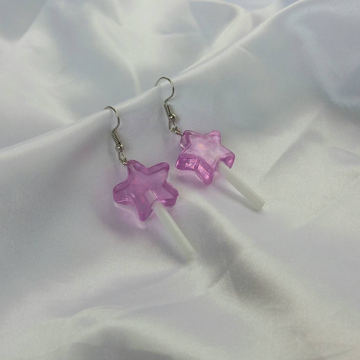 Purple Lollypop Drop Earrings - Star Lollipop Earrings,Sweet Earrings,Novelty Earrings,Funky Earrings In The UK,Purple Jewellery In The UK