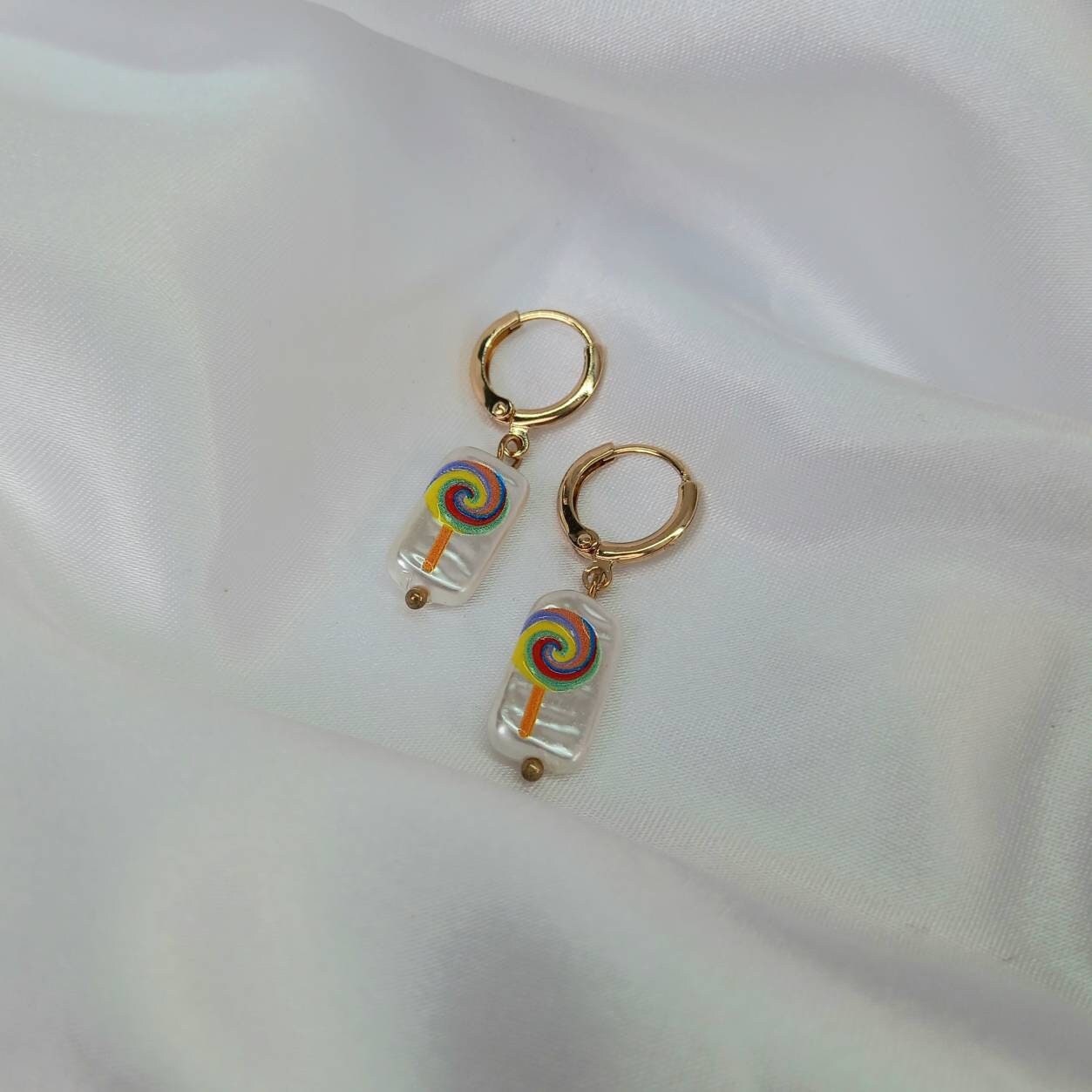 Faux Pearl Lollipop Drop Earrings - Small Pearl Earrings,Small Gold Earrings,Lolly Earrings,Small Drop Earrings,Pearl Earrings In The UK