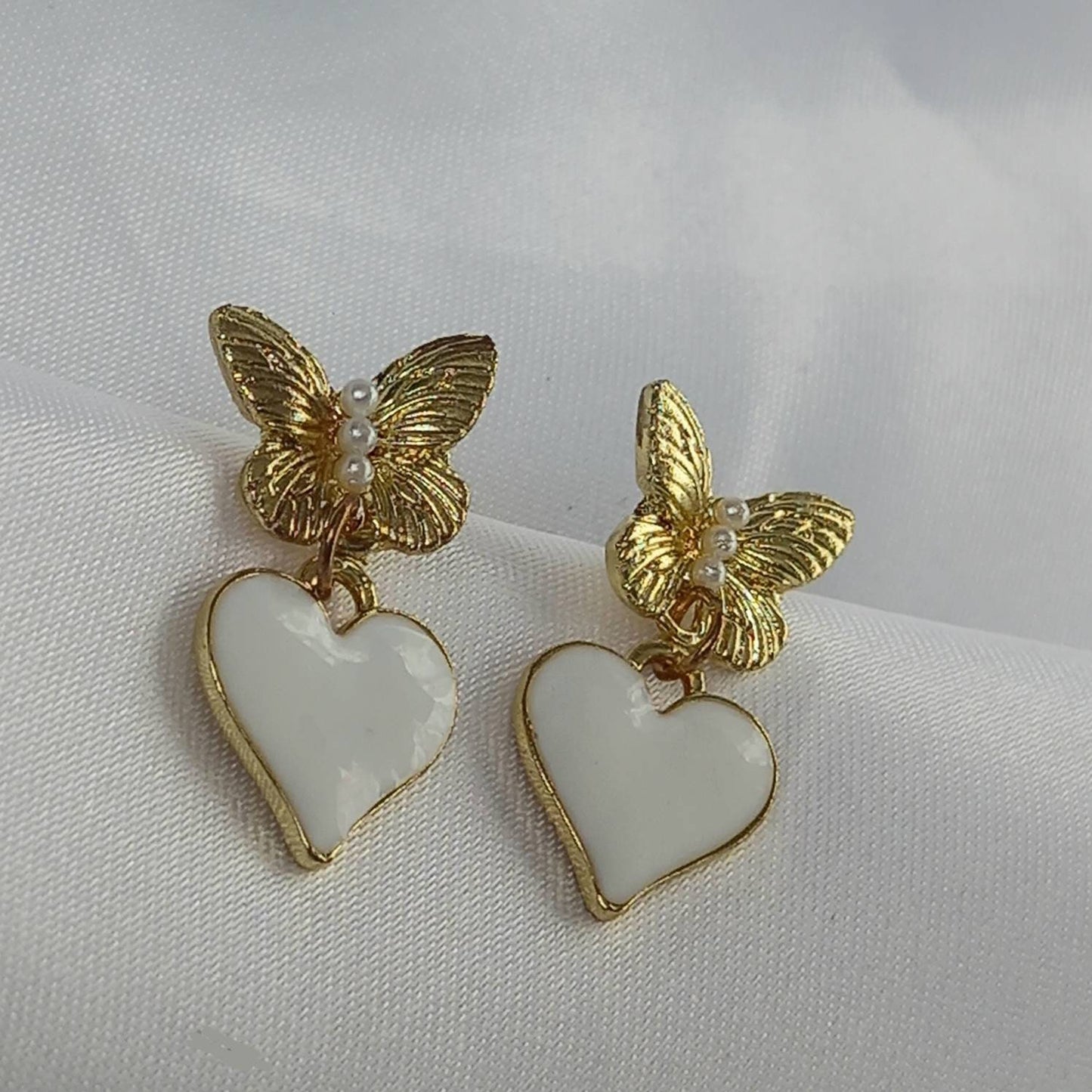 Gold Butterfly Stud Earrings - Heart Earrings,Butterfly Earrings,Small Gold Earrings In The UK,Small Gold Butterfly Jewellery In The UK
