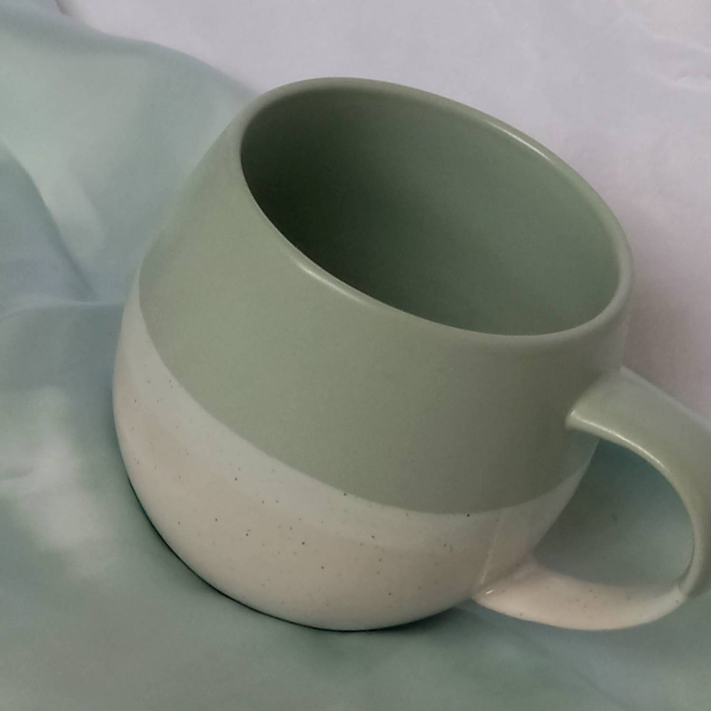Large Green Striped Mug - Coffee Cup,Gifts For Her,Herbal Tea Cup,Pastel Green Mug,Speckled Mug,Stripy Mugs,Stripes,Green Mugs In The UK