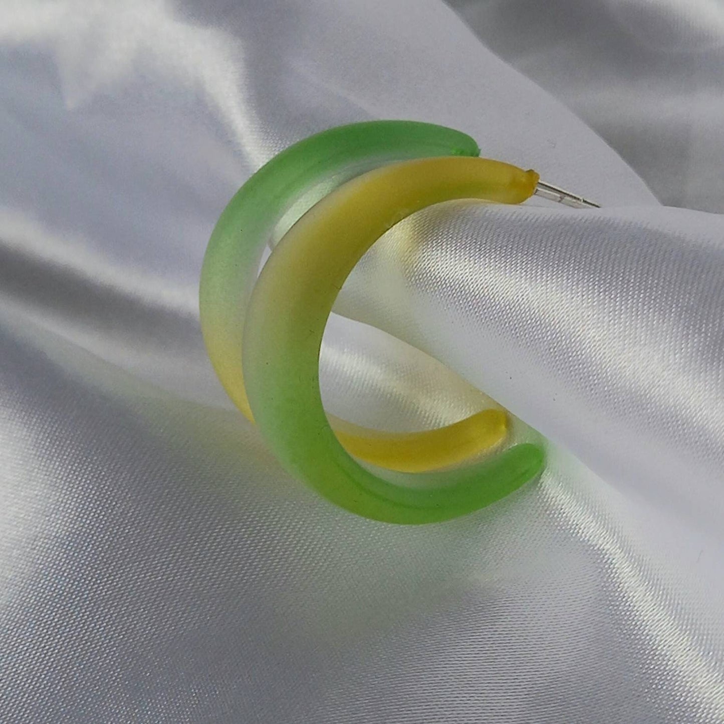 Chunky Yellow & Green Resin Hoop Earrings - Ombre Earrings,Chunky Hoop Earrings,Yellow Earrings,Two Tone Resin Earrings, Earrings In The UK