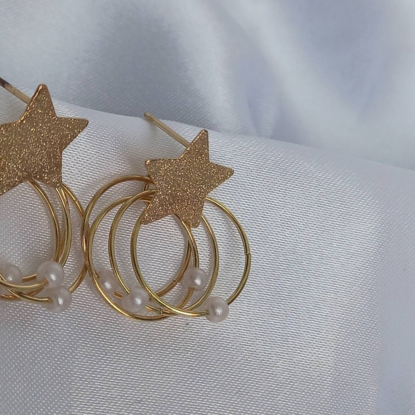 Gold Star Stud Drop Earrings - Star Earrings,Pearl Earrings,Small Earrings,Small Drop Earrings,Small Studs,Gold Jewellery,Earrings In The UK