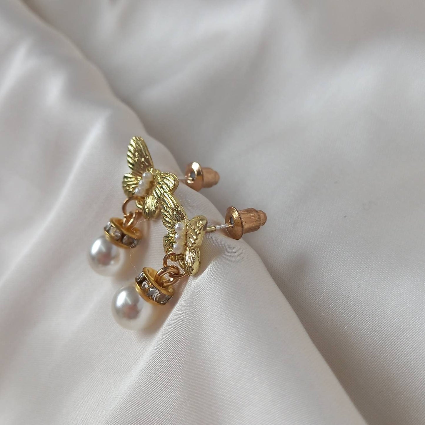 Gold Butterfly Stud Earrings - Bead Earrings,Butterfly Earrings,Small Gold Earrings In The UK,Small Gold Butterfly Jewellery In The UK