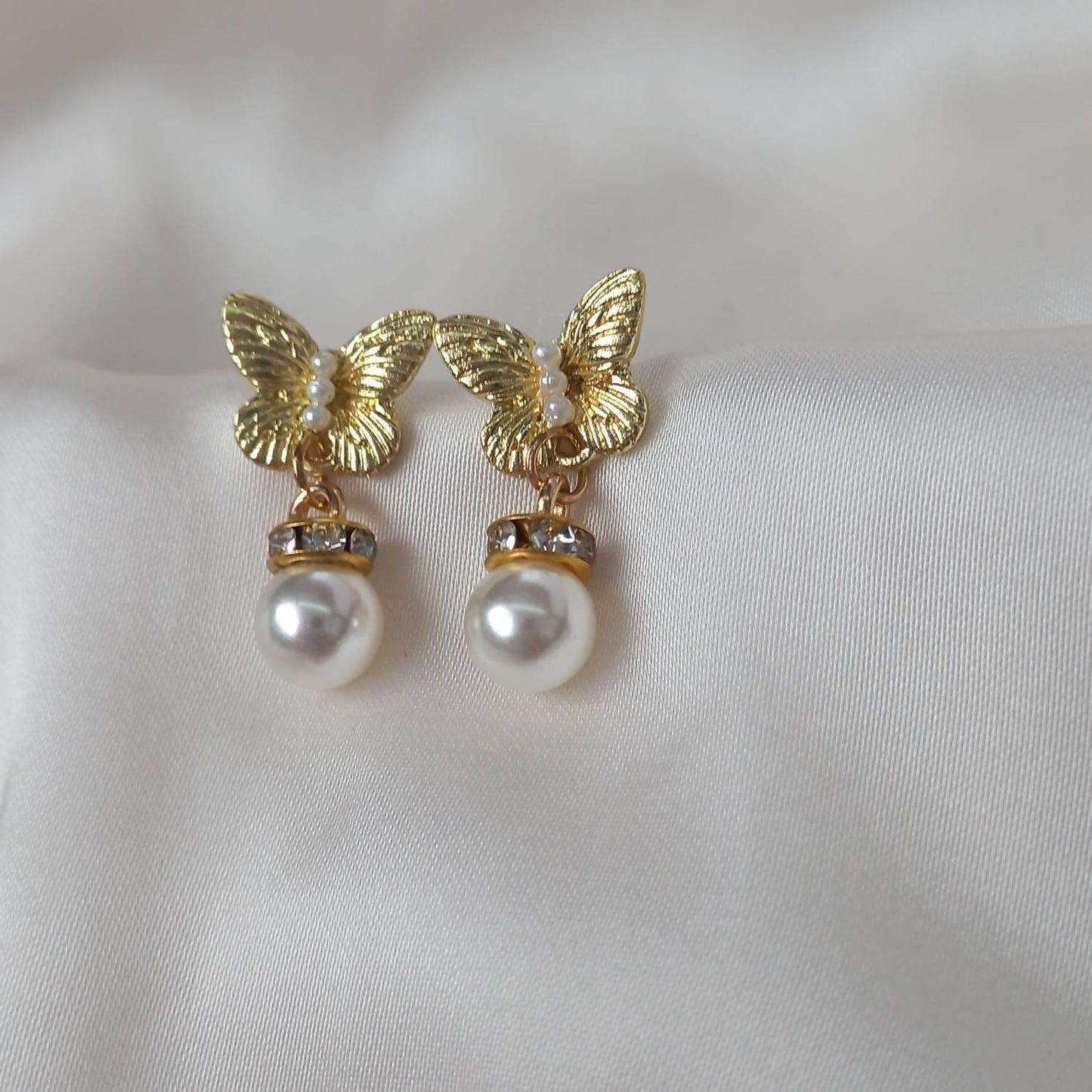 Gold Butterfly Stud Earrings - Bead Earrings,Butterfly Earrings,Small Gold Earrings In The UK,Small Gold Butterfly Jewellery In The UK