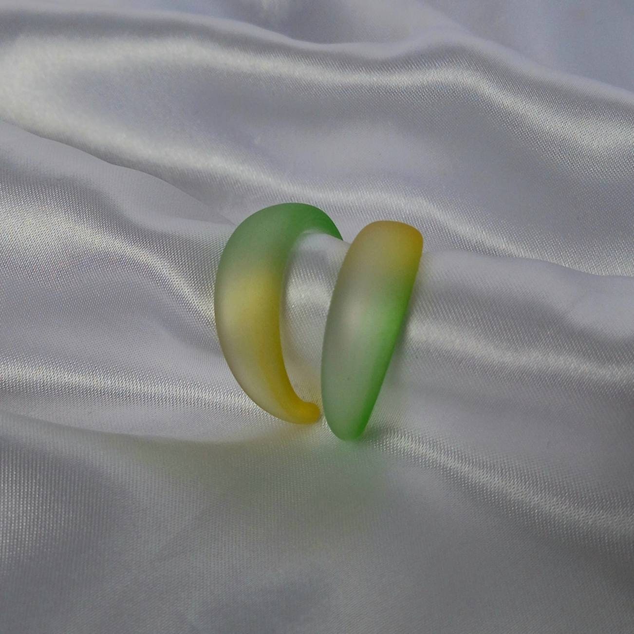 Chunky Yellow & Green Resin Hoop Earrings - Ombre Earrings,Chunky Hoop Earrings,Yellow Earrings,Two Tone Resin Earrings, Earrings In The UK