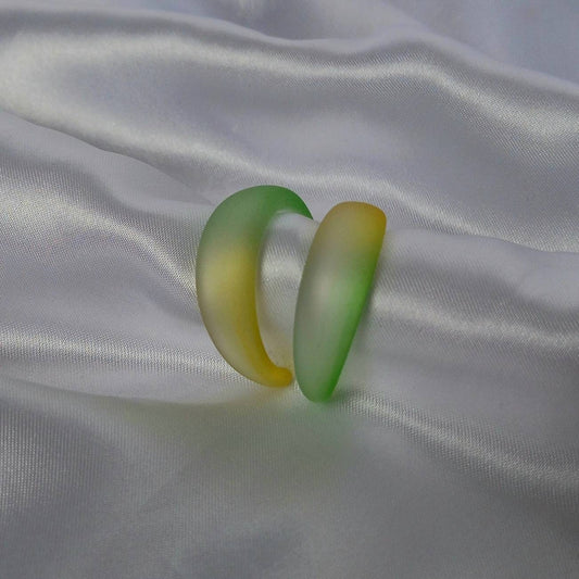 Chunky Yellow & Green Resin Hoop Earrings - Ombre Earrings,Chunky Hoop Earrings,Yellow Earrings,Two Tone Resin Earrings, Earrings In The UK