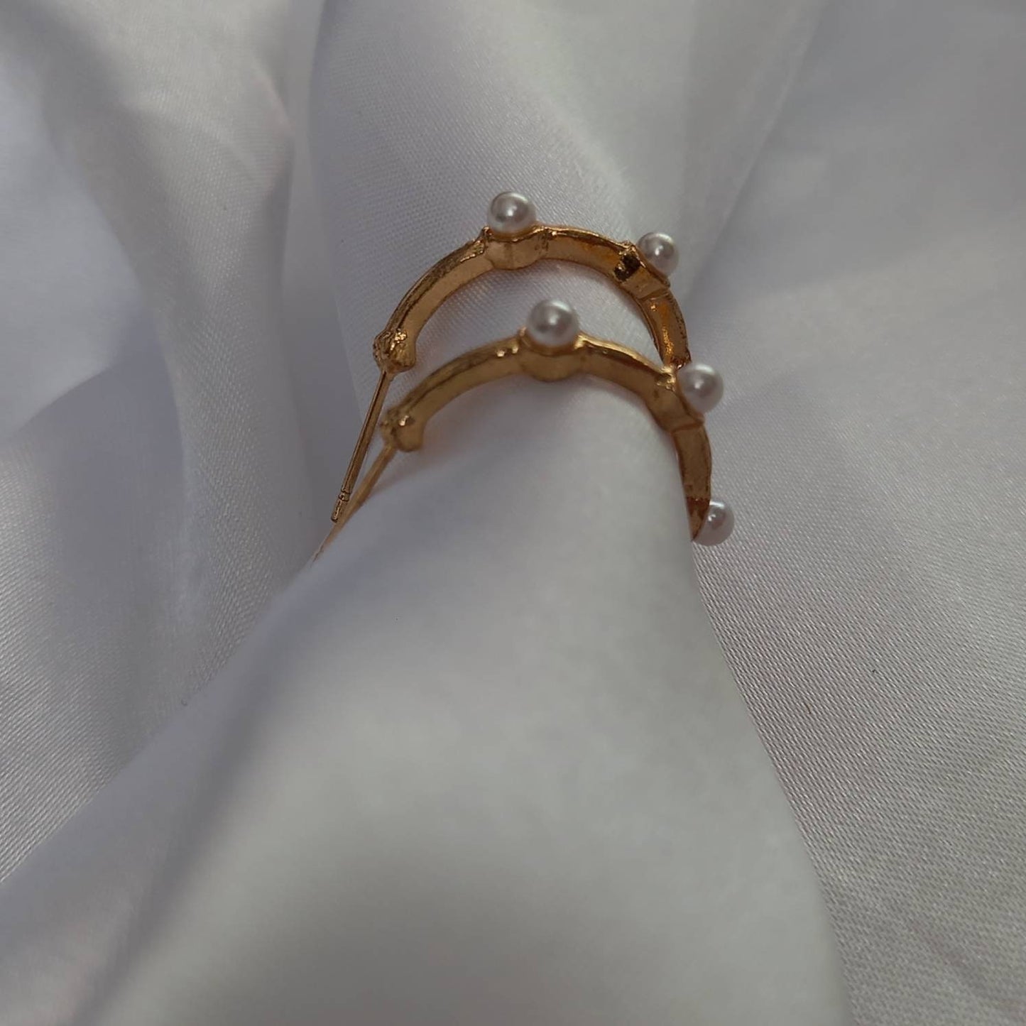 Faux Pearl Hoop Earrings - Pearl Jewellery,Pearl Earrings,Gold Bead Earrings,Hoop Earrings In The UK,Gold Hoops In The UK,Pearl Jewellery