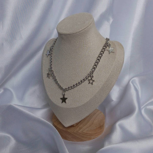 Silver Chain Star Necklace - Star Jewellery,Star Necklaces,Silver Necklace In The UK,Silver Jewellery,Chunky Necklaces,Chunky Jewellery