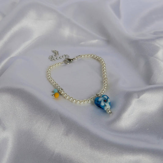 Faux Pearl Bracelet - Pearl Jewellery,Blue Bead Bracelets,Blue Bracelets In The UK,Blue Beaded Bracelets,Blue Bead Jewellery In The UK