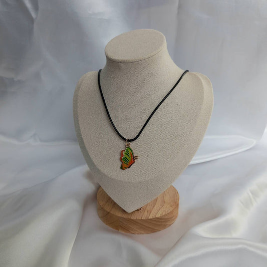 Orange Butterfly Charm Necklace - Orange Butterfly Necklaces,Butterfly Jewellery,Butterflies,Black Necklaces In The UK,Jewellery In The UK