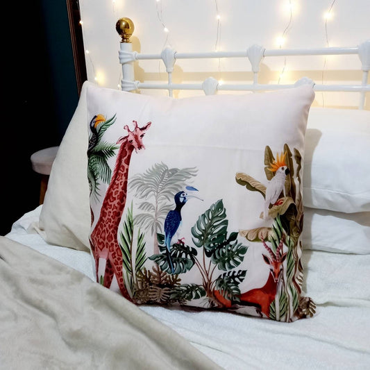 Tropical Bird Cushion Cover - Exotic Cushion,Green Cushion,Jungle Cushion,Parrot,Housewarming Gift,Throw Pillows,Scatter Cushions In The UK