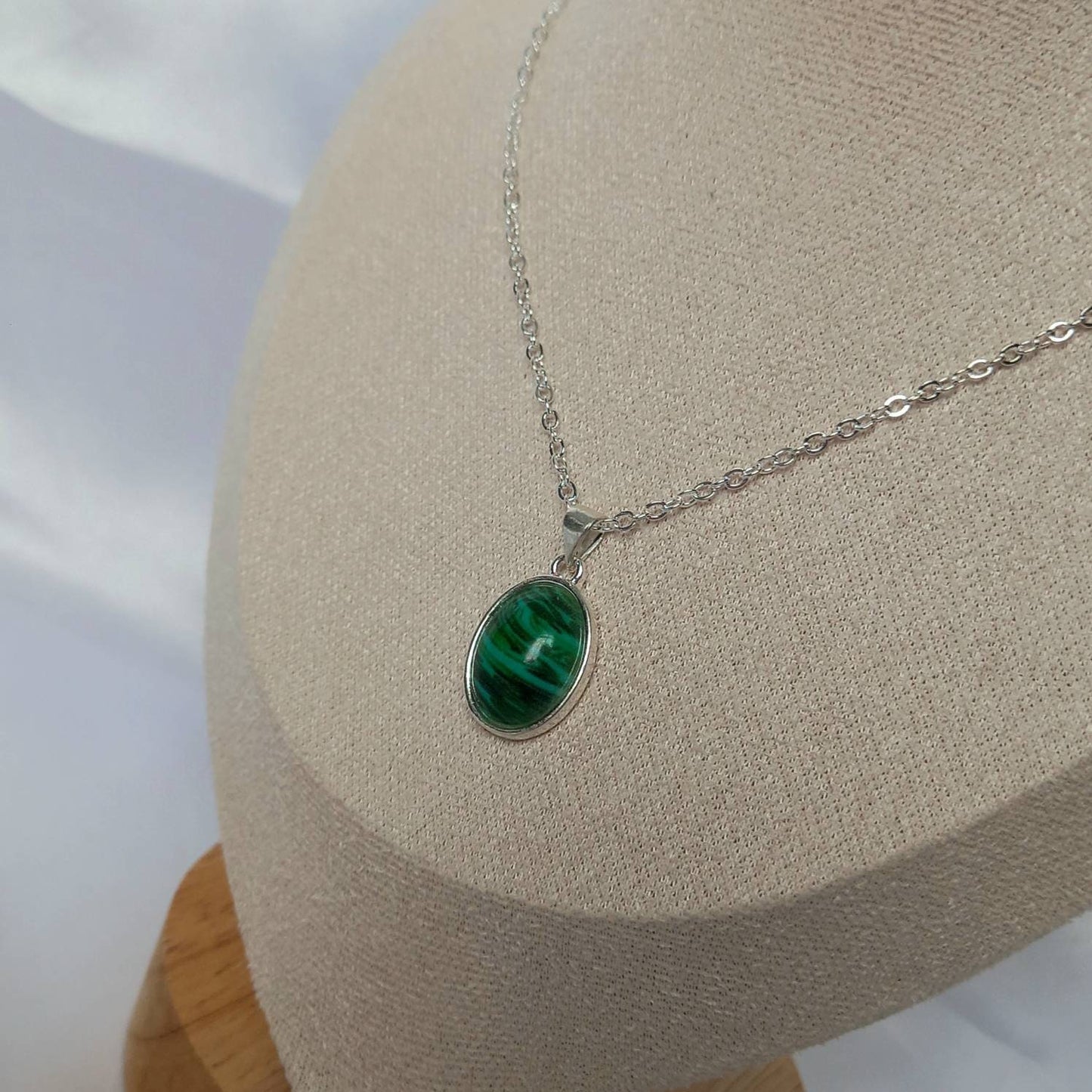 Silver & Green Charm Necklace - Green Necklaces,Emerald Green Jewellery,Silver Necklaces In The UK,Silver Jewellery In The UK,Green Stone