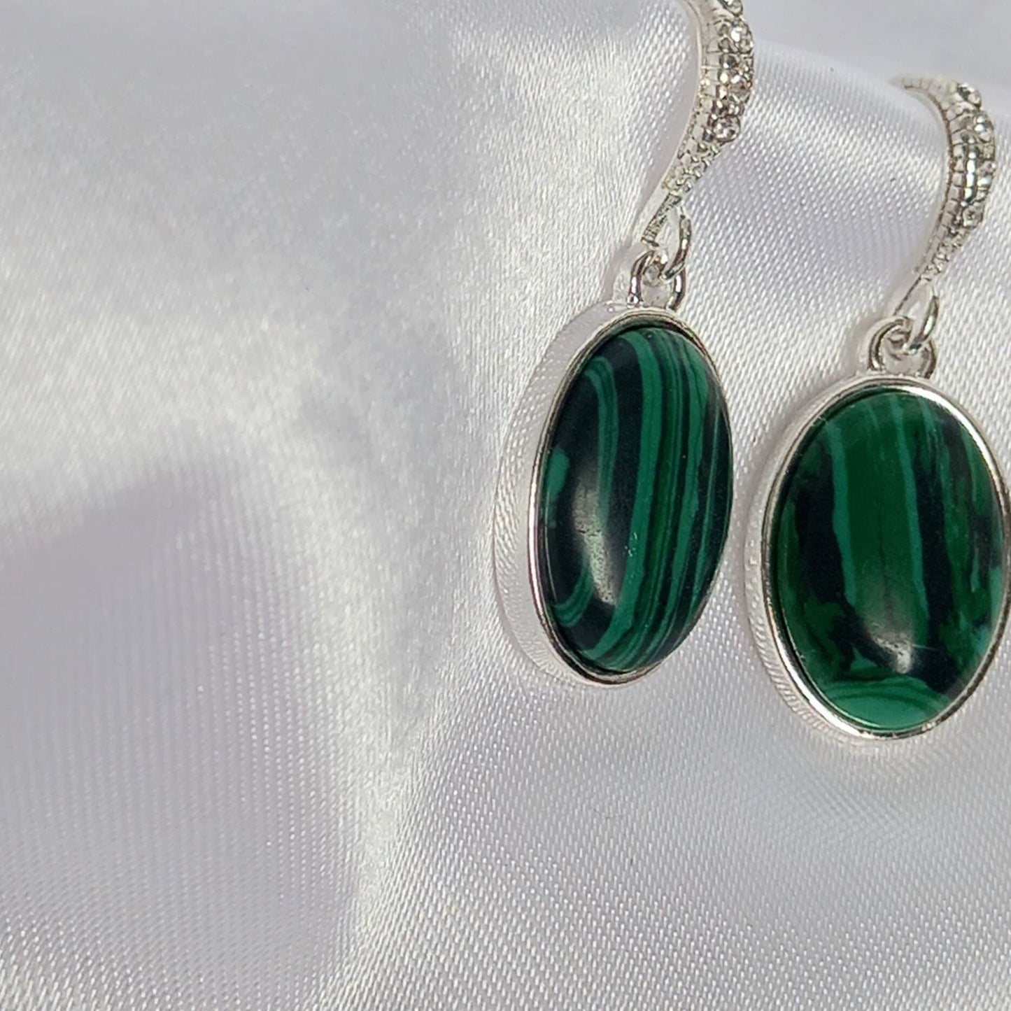 Silver & Green Drop Earrings - Green Earrings,Emerald Green Jewellery,Silver Earrings In The UK,Silver Jewellery In The UK,Green Stone