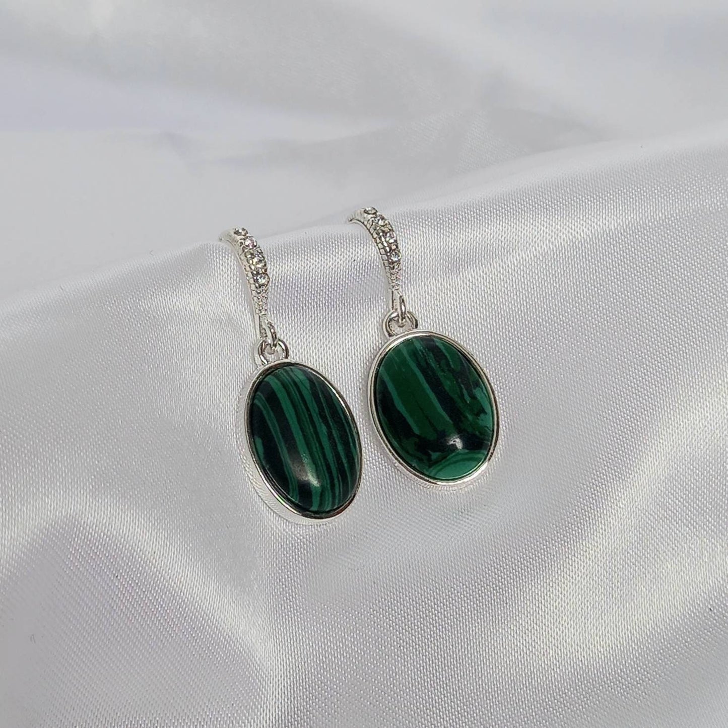 Silver & Green Drop Earrings - Green Earrings,Emerald Green Jewellery,Silver Earrings In The UK,Silver Jewellery In The UK,Green Stone