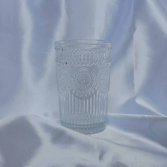 Tall Clear Patterned Glass Tumbler - Clear Summer Glasses,Clear Patterned Glasses,Summer Glassware,Gifts For Her,Clear Glassware In The UK