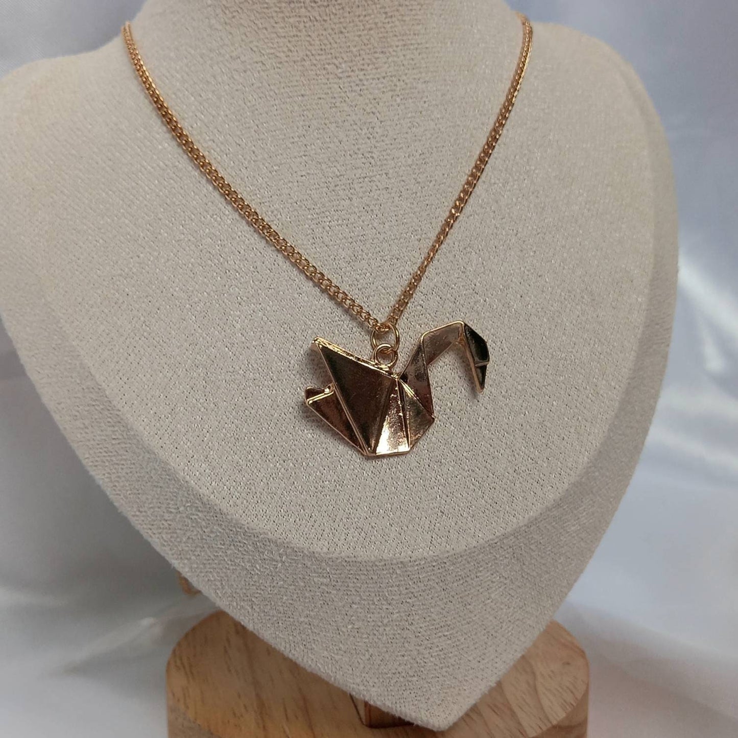 Gold Plated Origami Swan Necklace - Swan Charm,Gold Jewellery In The UK,Gold Necklaces In The UK,Charm Necklace,Origami Charm Necklace,Swans