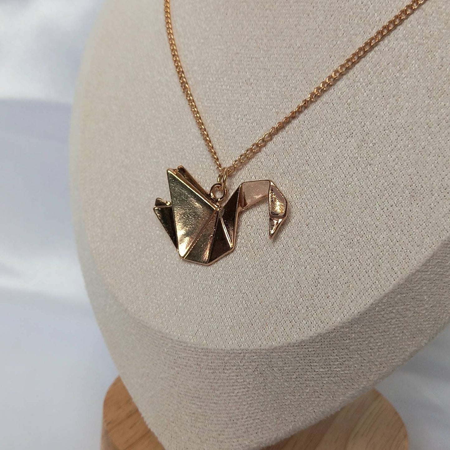 Gold Plated Origami Swan Necklace - Swan Charm,Gold Jewellery In The UK,Gold Necklaces In The UK,Charm Necklace,Origami Charm Necklace,Swans