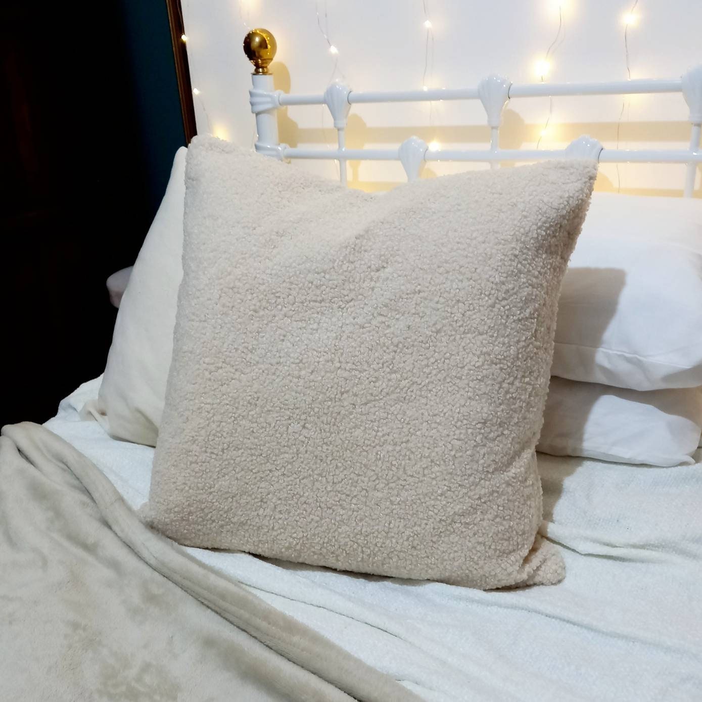 Teddy Bear Cushion Cover - Fluffy Cushion,Neutral Cushion,Basic Cushions In The UK,Beige Bohemian,Housewarming Gift,Throw Pillows In The UK