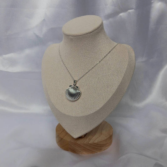 Silver Shell Locket Necklace
