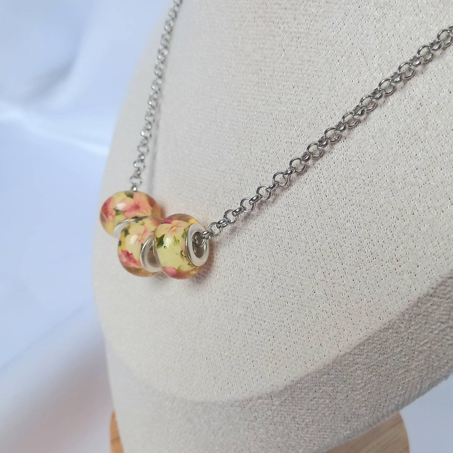 Silver Chain & Bead Necklace - Beaded Necklaces In The UK,Chunky Necklace,Chunky Jewellery,Silver Jewellery In The UK,Silver Necklaces