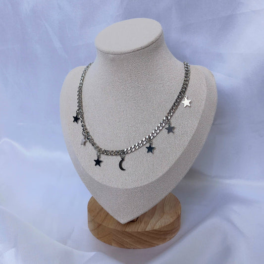 Silver Chain Star Necklace - Star Jewellery,Moon Necklaces,Silver Necklace In The UK,Silver Jewellery,Chunky Necklaces,Chunky Jewellery