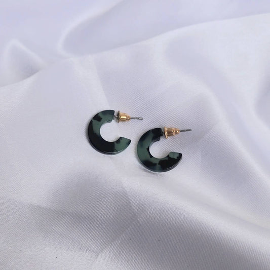 Small Green Resin Hoop Earrings -  Resin Earrings, Chunky Hoop Earrings, Thick Resin Earrings, Earrings In The UK, Hoop Earrings In The UK