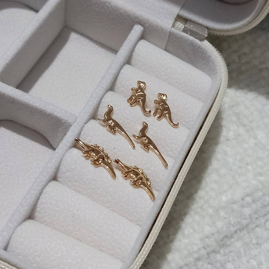 Gold Dinosaur Stud Earrings - Gold Dinosaur Earrings,Gold Stud Earrings In The UK,Gold Jewellery,Dinosaur Jewellery,Novelty,Funky Jewellery