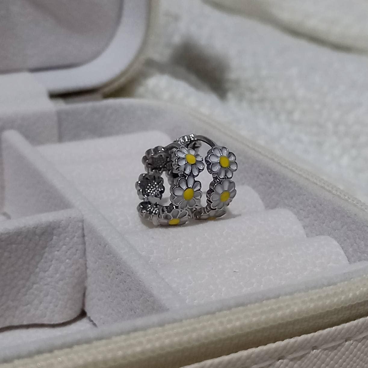 Silver Retro Flower Hoop Earrings -70's Style Earrings,Small Silver Hoops,Dasiy Earrings,Daisy Jewellery,Silver Jewellery,Earrings In The UK