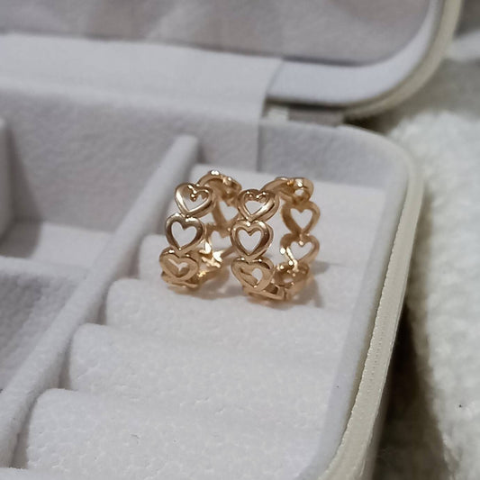 Gold Heart Hoop Earrings - Heart Earrings In The UK,Small Gold Hoops,Gold Jewellery In The UK,Gold Earrings In The UK,Retro Hoops,Hearts