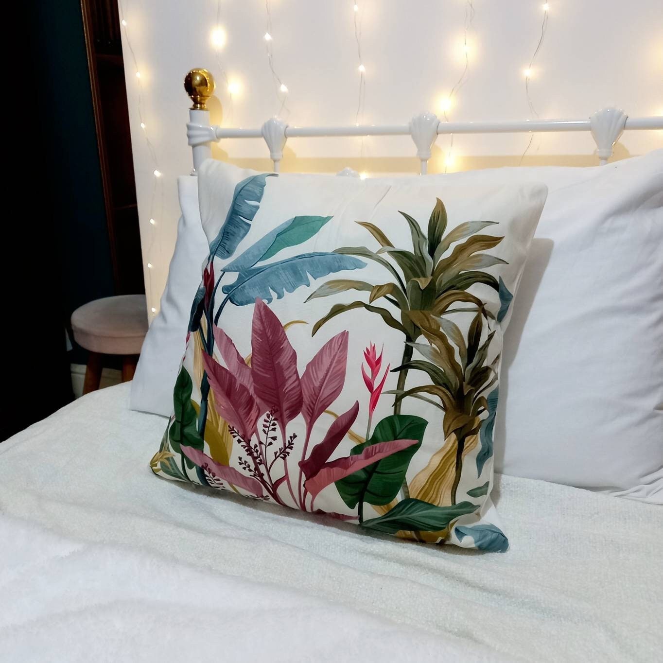 Flower Cushion Cover - Tropical Cushion,Green Cushion,Floral Cushion,Housewarming Gift,Throw Pillows,Scatter Cushions In The UK,Home Decor